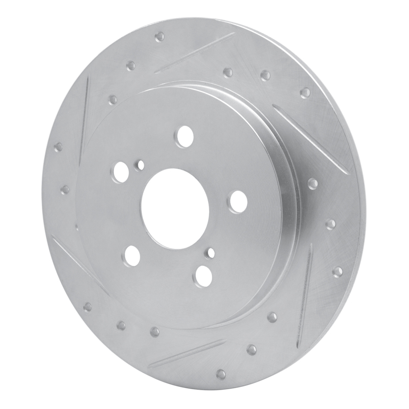 Lexus CT200H Brake Rotor (1) - Rear Left - R1 Concepts - Drilled & Slotted - Silver - `09-`24
